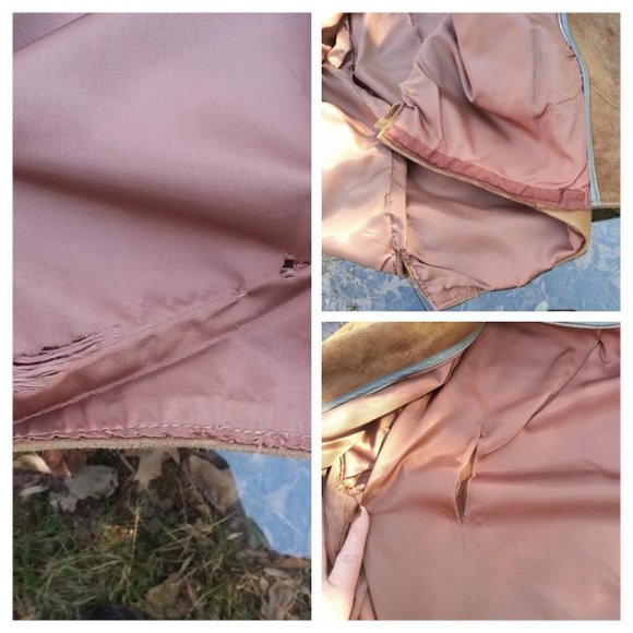 Vintage light brown distressed soft suede jacket 2 LG front patch pockets - Picture 7 of 8